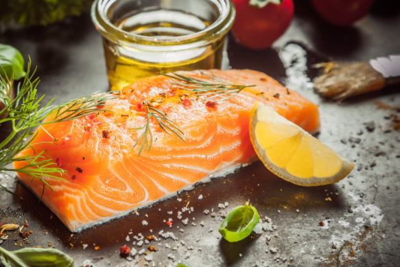 Dill Yogurt Poached Salmon